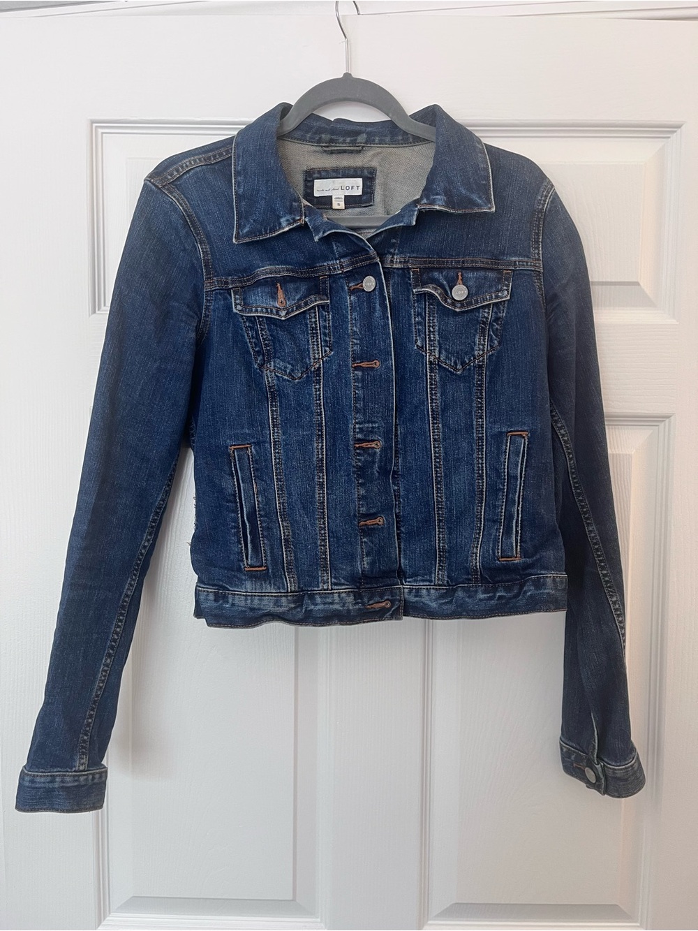 LOFT Fitted Dark Wash Denim Jacket